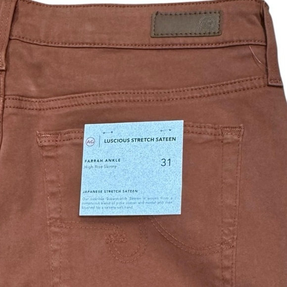 AG Adriano Goldschmied Sz 31 Pants AG Farrah Ankle Stretch Sateen Brick Dust - Picture 6 of 6